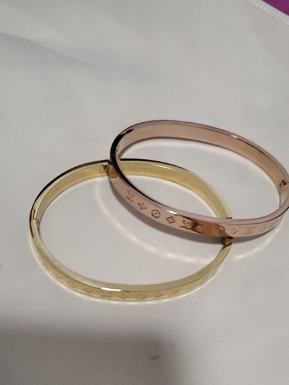 LVGold and Rose Gold Monogram Bangle Duo